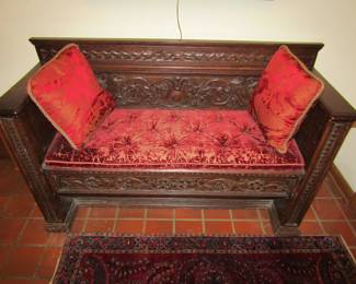Antique hall storage settee 