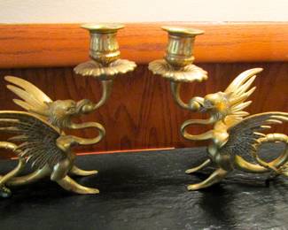 Amazing brass griffon candleholders