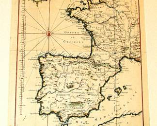 Antique (circa 1761) map of France & Spain