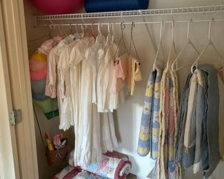 Vintage, handmade Christening Gowns, smocked baby dresses & handmade baby quilts
