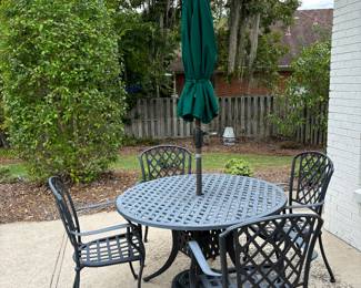 Outdoor wrought iron table and chairs