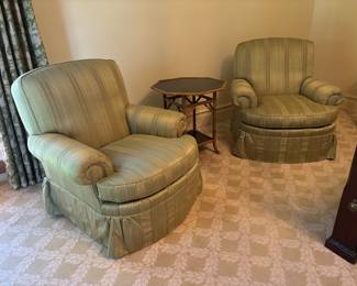 Pair upholstered club chairs, Baker Furniture Co