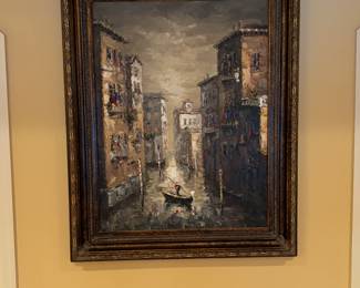 Venetian oil on canvas w ornate frame 