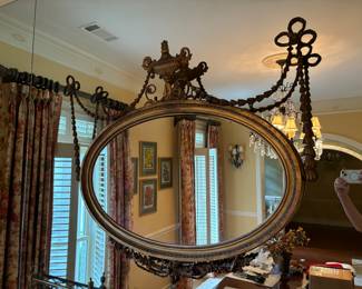 Edwardian style ornate oval mirror