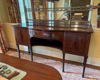 English Mahogany Sideboard w brass gallery, 67w x 24D x 38H plus gallery