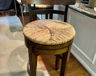 Pair of Ballard Designs woven seat barstools