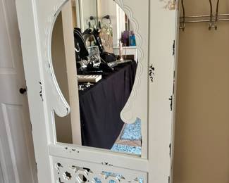 Whitewashed wood jewelry chest