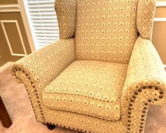 Pair of nailhead accent wingback chairs