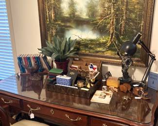Desk; framed art