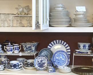 Some of the blue & white selections, crystal, and china