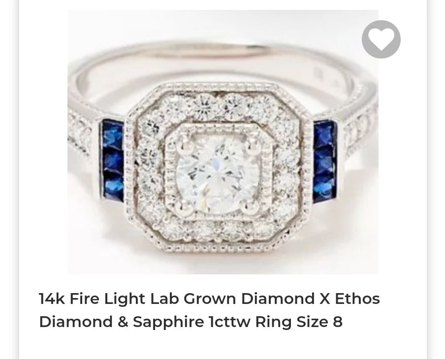 14k fire light lab grown diamond  x ethos diamond and sapphire 1cttw ring