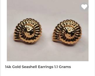14k gold seashell earrings