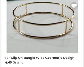 Geometric wide set 14k Slip On Bangle