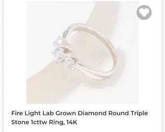 14k white gold lab grown diamond ring 1cttw