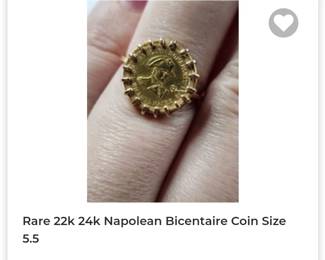 Rare 22k with 24k napolean bicentaire coin