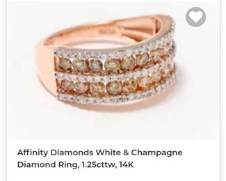 Affinity diamond white and champagne diamond ring 1.25cttw in 14k 