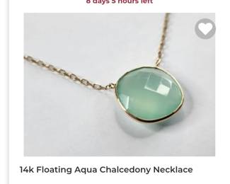 14k floating aqua chalcedony necklace