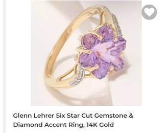 Glenn lehrer 6 star cut rose quartz diamond ring