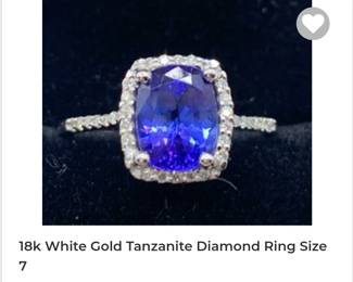 14k white gold tanzanite diamond ring