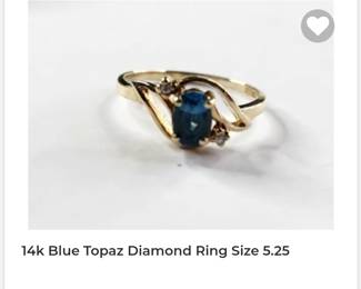 14k blue topaz diamond ring