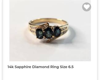 14k past present future sapphire trilogy ring