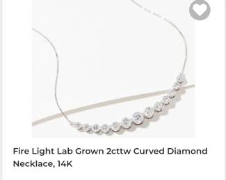 14k white gold diamond smile bar necklace 2cttw lab grown