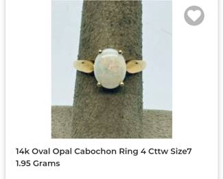 14k opal cabochon ring 4cttw