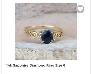 14k sapphire diamond ring