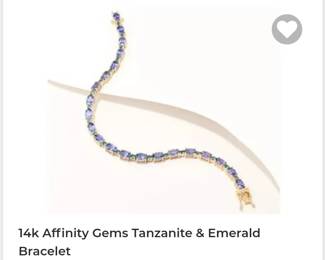 14k Affinity Gems Tanzanite and emerald bracelet