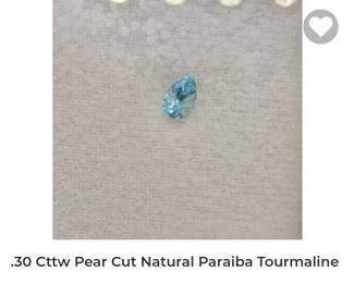 Natural vivid .30 carat pear cut paraiba tourmaline