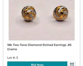 18k two tone domed stud earrings