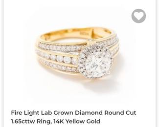 14k fire light lab grown diamond ring 1.65cttw