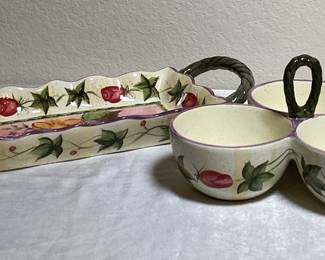 Divided Salsa Dip Dish And A Platter Serving Tray