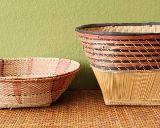 2 African Style Weaved Baskets