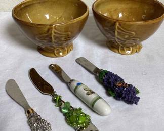 2 Pottery Barn Cademarti Design Oak Leaf Carmel And Butter Jam Spread Knife