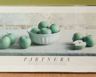 Green Apple Artwork In Silver Frame