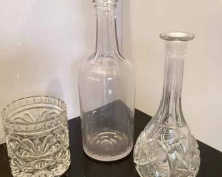 2 Decanters And Whiskey Glass