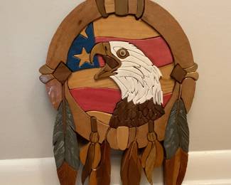 Handcrafted Wood Intarsia Art Of Eagle