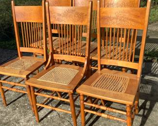 6 Cane bottom chairs
