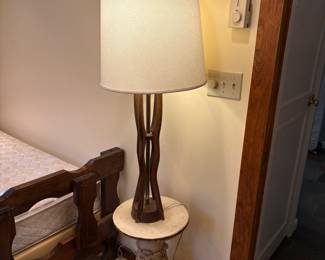 VINTAGE MARWAL CLAYART PEDESTAL & MCM TEAK LAMP
