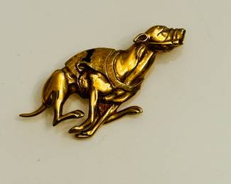 Gold greyhound brooch