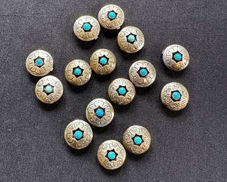 Silver & turquoise button covers