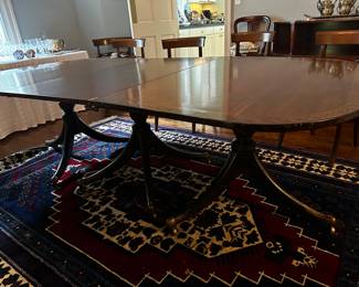 Inlaid Pedestal Dining Table with 2 additional leaves (not shown)