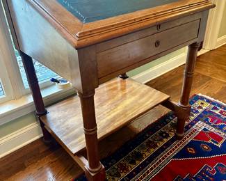Antique Leather Topped Drafting Desk
