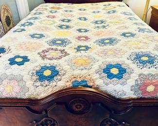 Antique bed and hand made quilt