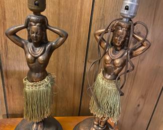 Set of hula girl lamps