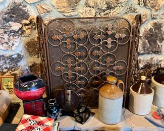 Miscellaneous- Fireplace Screen- Books-Jugs