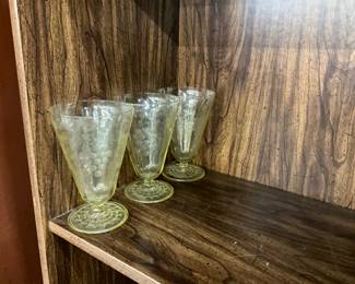 Depression glass pedestal tumblers