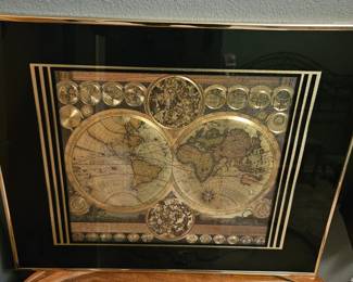 Peter Schenk The Elder Planisphaerium Terrestre Gold Foil Map Of The World