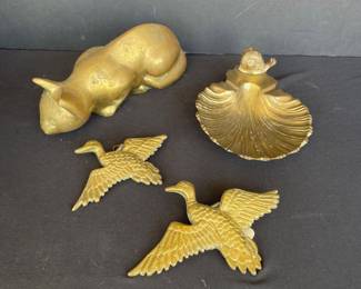 Vintage Brass Collection Cat Geese Snail